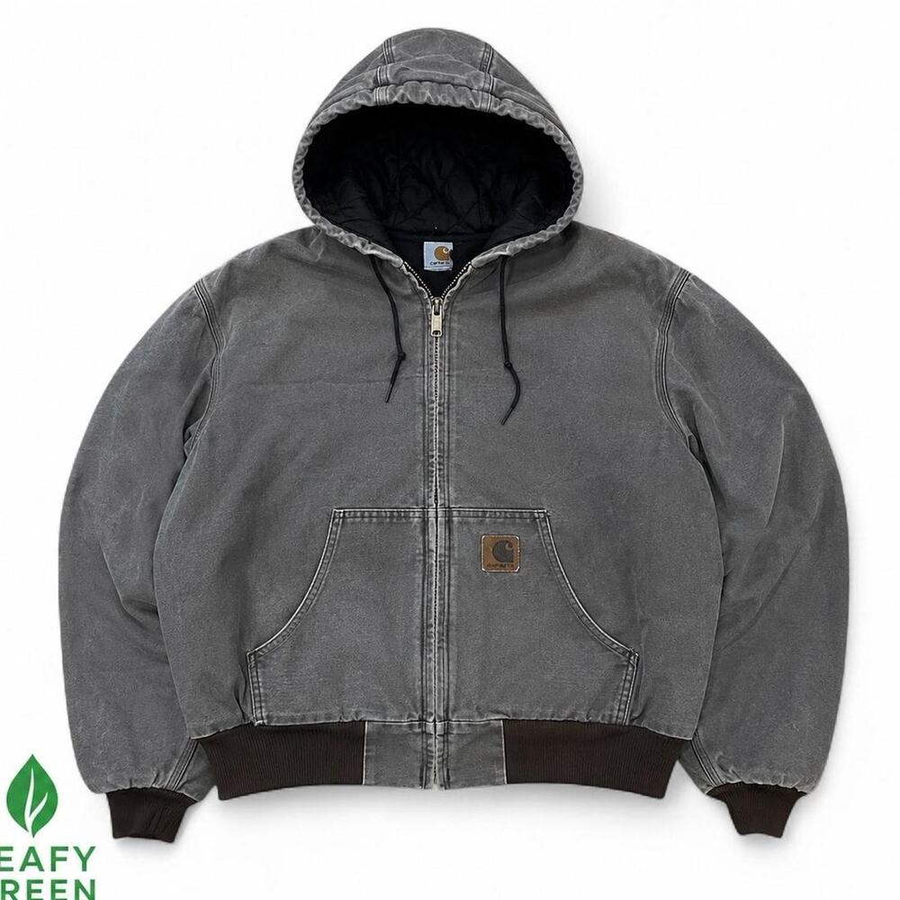 Carhartt J06 Chestnut Brown Duck Canvas Hooded Quilt Jacket us sz M Vintage CHT